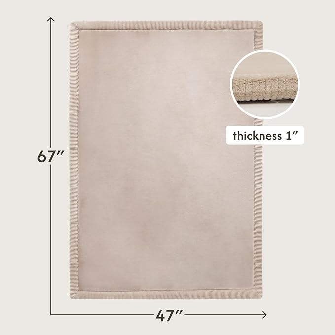 Hakuna Matte CloudSoft Baby Play Mat for Floor 47" x 67" Beige | Coral Velvet high-density foam Rug for Crawling & Cozy Play – Non-Slip, Water-Resistant, Easy-CareTummy Time Mat