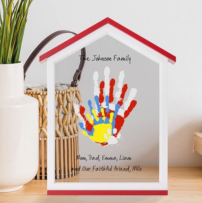 CHERRY CHEERS Exclusive House Shaped Family Handprint Kit; Unique DIY Keepsake, Complete Set, Meaningful Gift for Home Decor, Family Craft & Memory Making