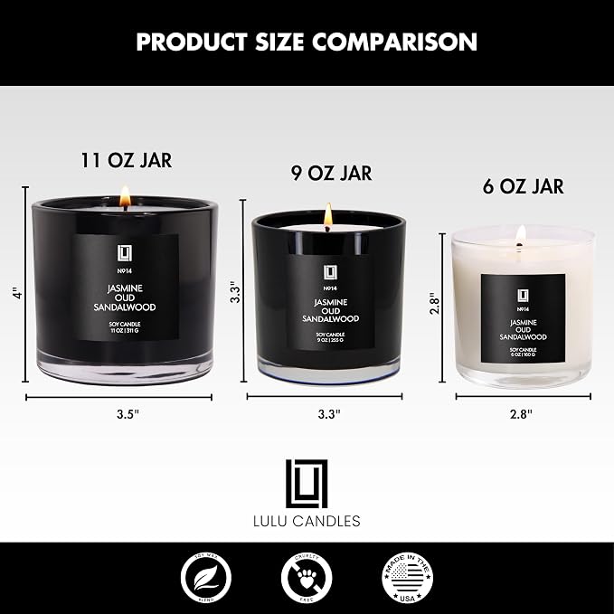 Lulu Candles | Blood Orange & Grapefruit | Luxury Scented Soy Jar Candle | Hand Poured in The USA | Highly Scented Long Lasting (9 Oz.)