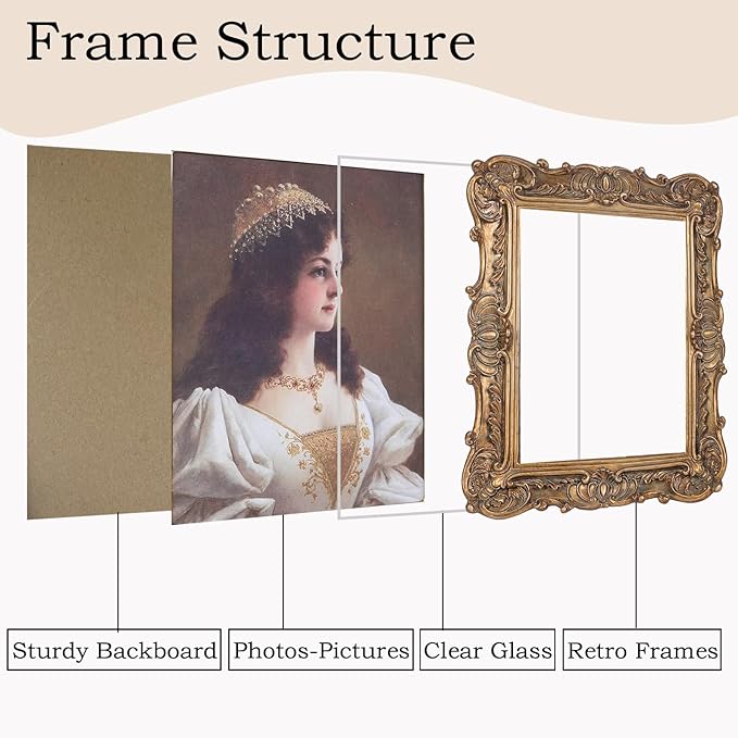 Antique Picture Frames 4x6 Vintage Victorian Ornate Picture Frames with Front Glass Wall Mount and Tabletop Baroque Home Decor Retro Gallery Wall Decor,1 Pack,Bronze