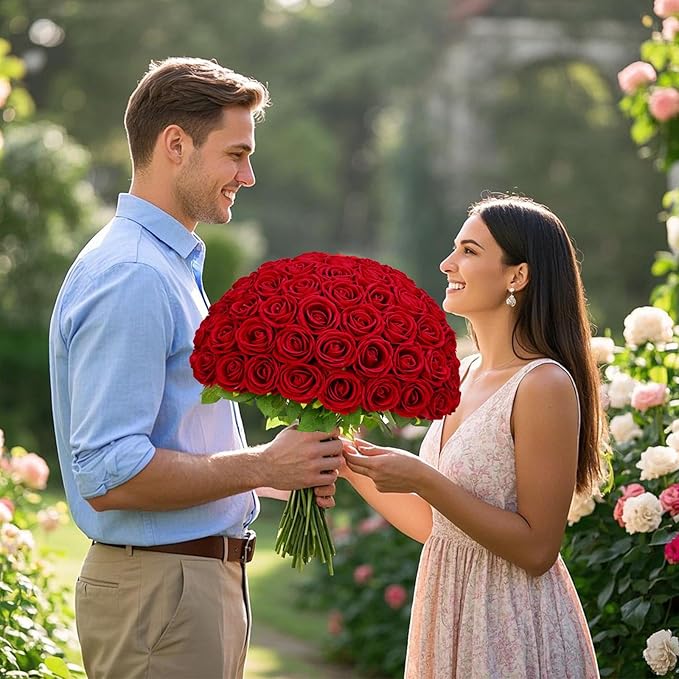 Waipfaru 200 Pcs Red Roses, Fake Roses Artificial Velet Flowers for Valentines Mothers Day Wedding Centerpieces Decor (Red)