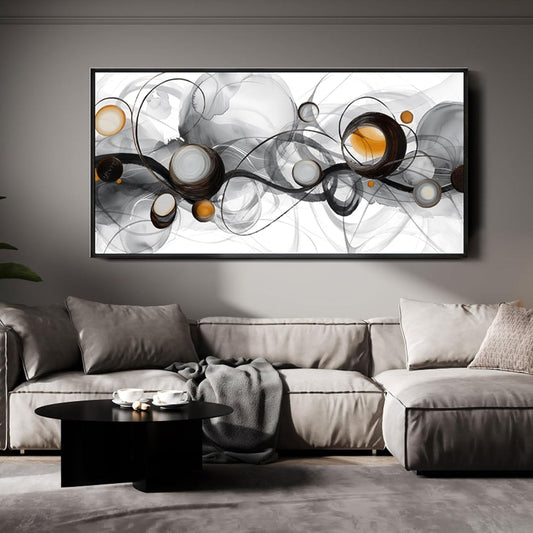 XLSJERST Abstract Artwork Minimalist Painting - Large Size Frame Wall Art for Living Room Wall Decor Modern Black and White Canvas Picture Boho Gray Wall Art