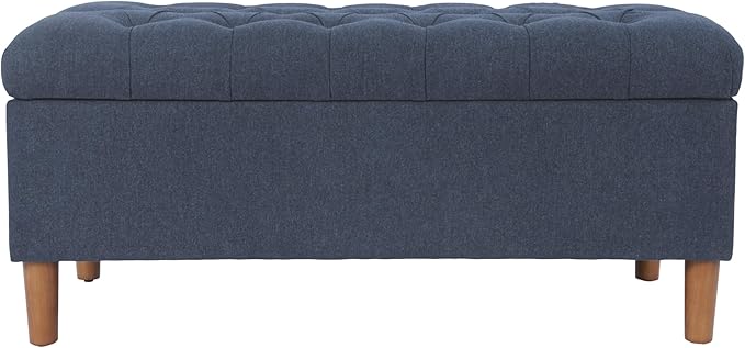 HomePop 40" Ainsley Button Tufted Storage Bench - Blue Woven