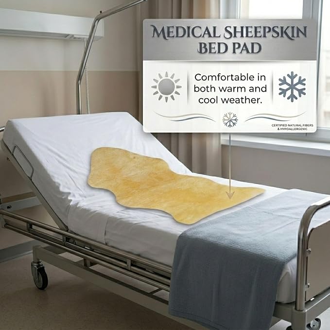 Natural Sheepskin for Bed Sores and Skin Irritation | Tauranga 100% Real Medical Sheepskins with Non-Slip Back for Pain Relief and Discomfort, Wool Seat Pad, Natural, 26 in. x 46 in.