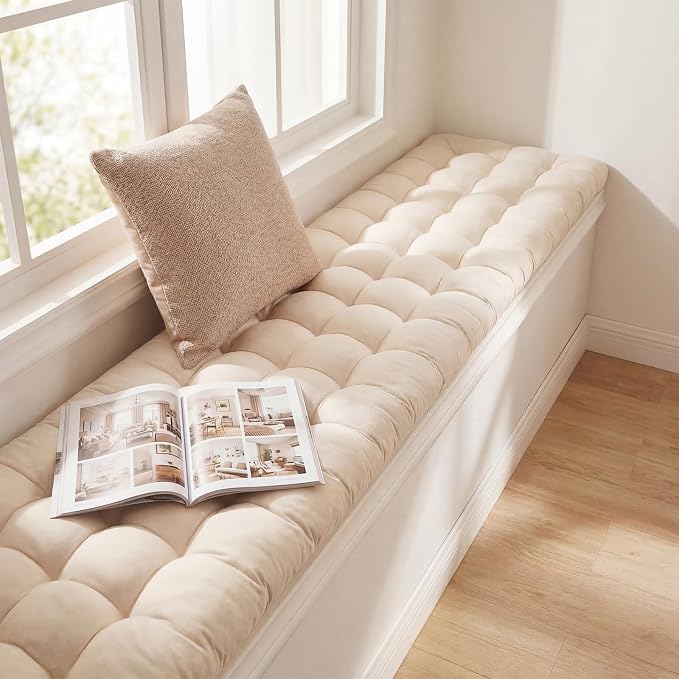 Wenqik Long Floor Cushion Large Floor Cushion with Brushed Cotton 74.8 x 27.5 x 3.15 in Jumbo Lounger Pillow for Outdoor Indoor Bay Window Meditation Yoga Reading Sleeping(White)