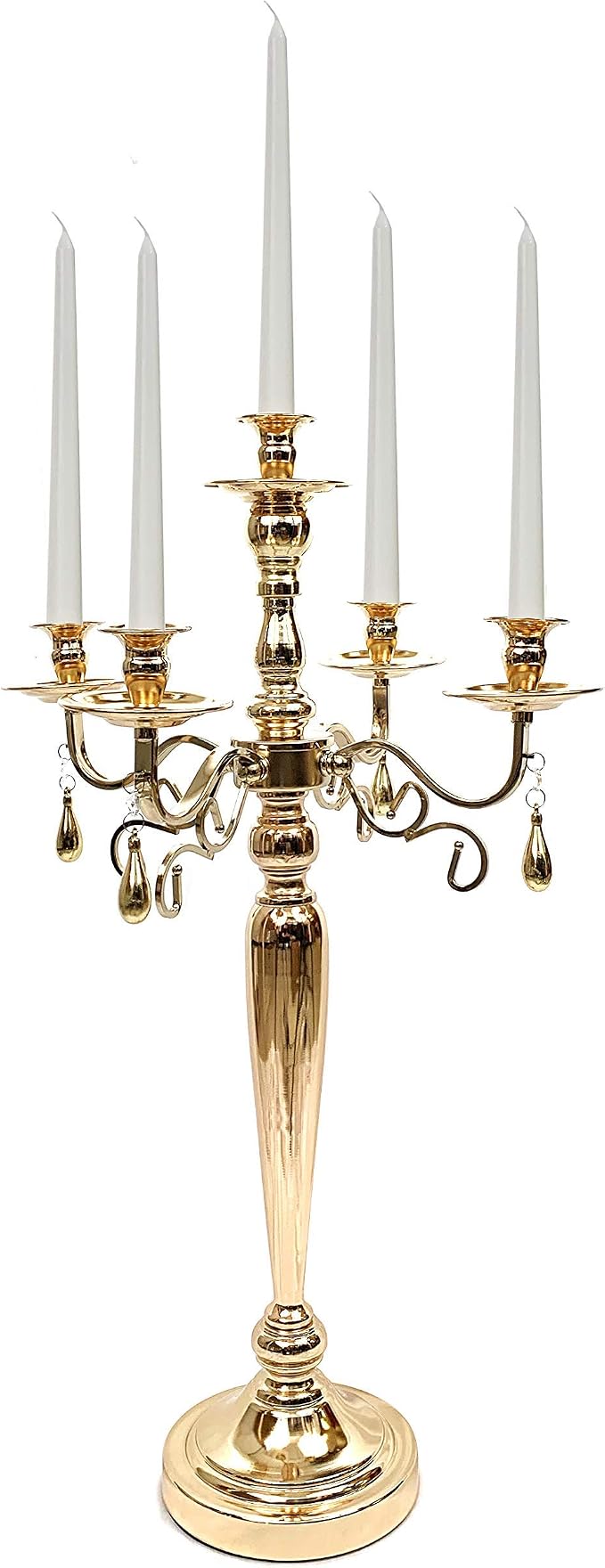 Allgala 26" 5-Arm Tall Gold Plated Taper Candle Holder Candlestick Candelabra-HD89031