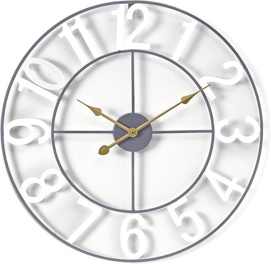 Sorbus Large Wall Clock for Living Room Decor - Wall Clock for Kitchen - 24 inch Big Wall Clock Decorative - Metal Wall Art - Analog Large Clock for Bedroom, Home, Kitchen, Office, Wall Decor (White)