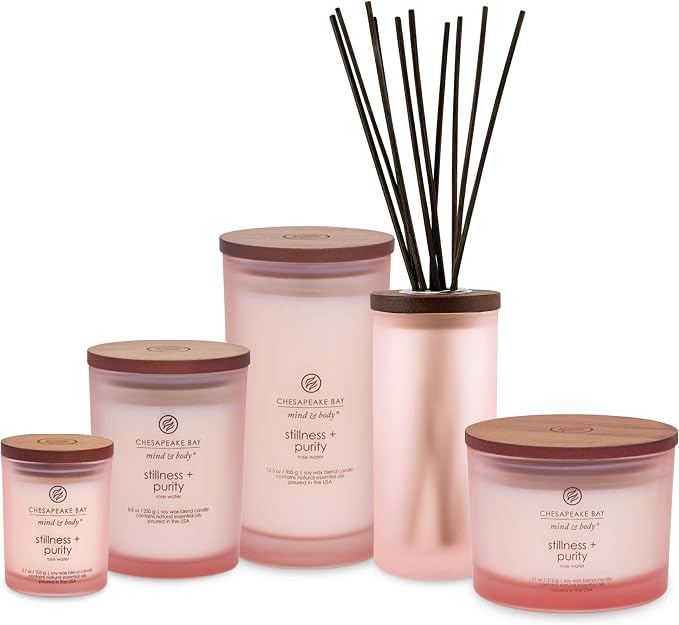 Chesapeake Bay Candle PT40896 Scented Candle Stillness + Purity (Rose Water) Coffee TableOrange Home Décor 11oz (Pack of 4)