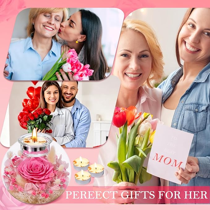 Mothers Day Rose Gifts for Mom Birthday Gift for Women Preserved Rose in Glass with 2 Fragrances Eternal Purple Roses Forever Flowers for Delivery Mothers Day Flower Gifts for Mom Grandma Wife Sister