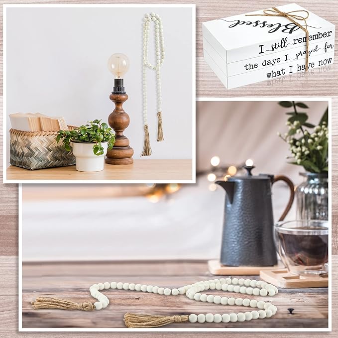 Pinkunn 4 Pcs Wooden Book Stack Decor for Home Wooden Decorative Table Bookends Mantel Book Centerpieces for Tables I Still Remember the Days I Prayed Modern Farmhouse Decor for Shelf Mantle
