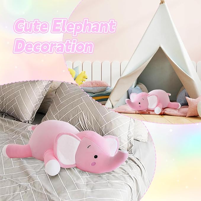 CSVBTRF Weighted Stuffed Animal, 4.2 lbs 23" Elephant Plush Hugging Pillow for Kids Gift - Elephant Stuffed Animals