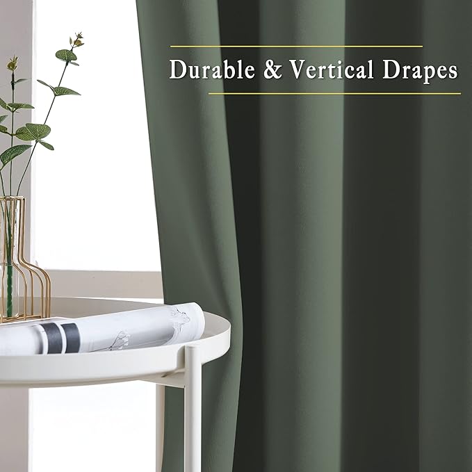 NICETOWN Blackout 102 inch Curtains for Living Room, Grommet Thermal Insulated Room Darkening Curtains for Bedroom/Living Room, 2 Panels, W52 x L102, Dark Mallard