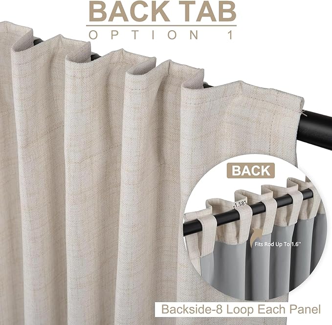 100% Blackout Shield Blackout Curtains for Bedroom 84 Inches Long, Back Tab/Rod Pocket Living Room Drapes, Thermal Insulated Blackout Curtains 2 Panels Set, 50" W x 84" L, Cream