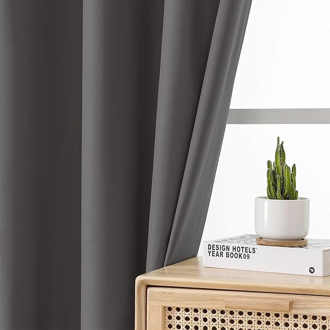 Joydeco Dark Grey Blackout Curtains 120 Inches Long, Extra Long Grey Curtains for Living Room Bedroom, Total Room Darkening Thermal Insulated Solid Drapes for Windows with Grommets