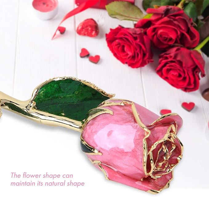 Gold Dipped Rose, 24k Golden Plated Real Rose Forever Preserved Rose Flower Gift for Wife Mother Girlfriend Her