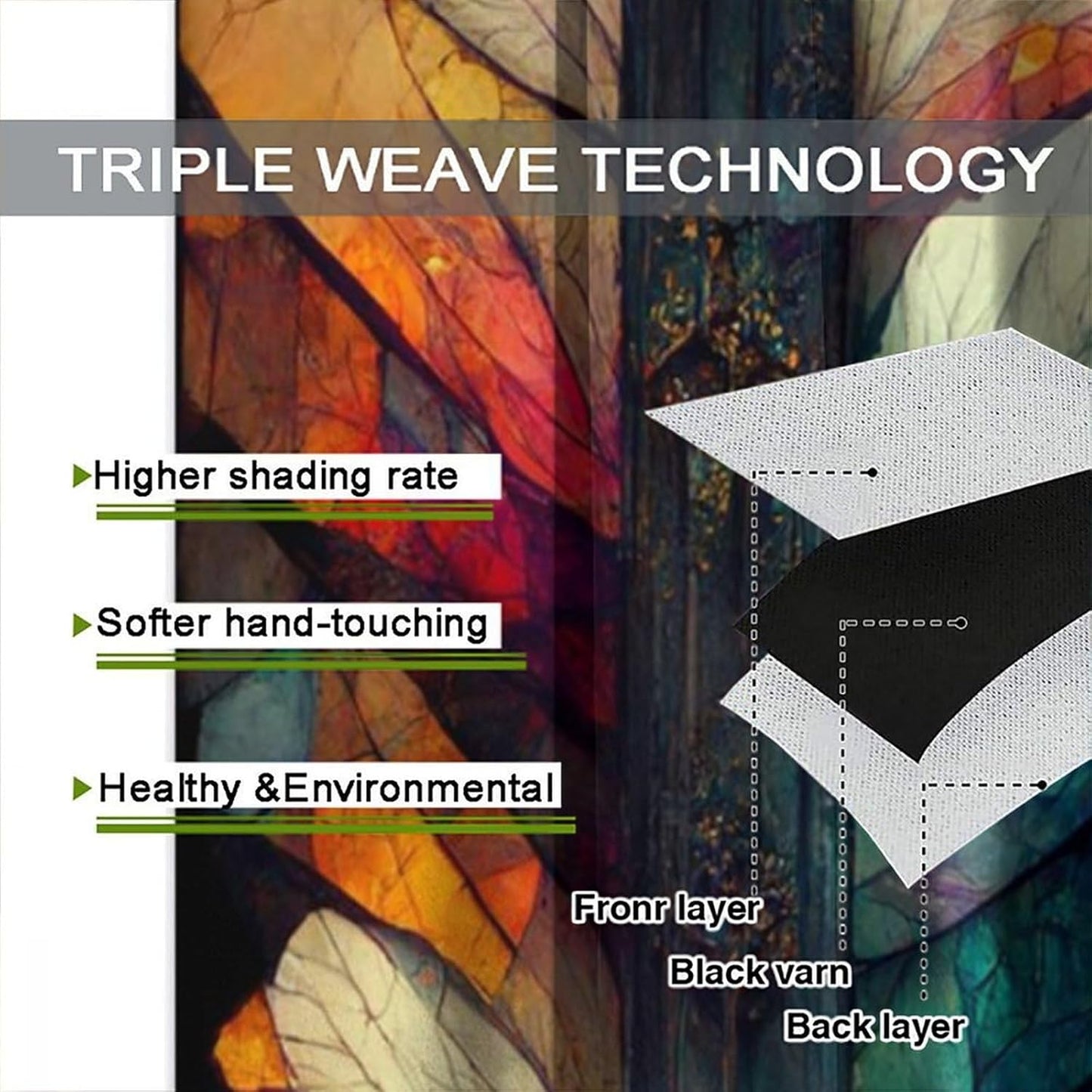 Stained Glass Curtains,Vintage Magical Colorful Abstract Art Home Decor Drapes for Bedroom Living Room Kitchen Window Treatment 2 Panels Set Total Size 52" W X 84" L Inch