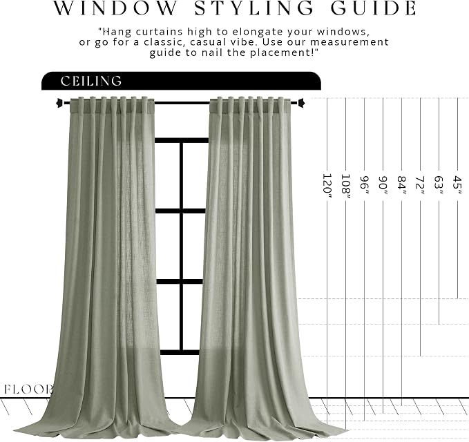 Jowels Sage Green Linen Curtains 80 Inch Long 2 Panels for Living Room | Light Filtering Semi Sheer Curtain, Back Tab Pocket Pleated Look, Boho Farmhouse Textured Privacy Drapes for Bedroom Window