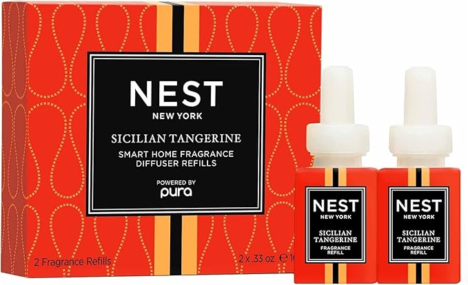 NEST New York Smart Home Fragrance Diffuser Refill Smart Vials, Sicilian Tangerine - Set of 2 - Designed for NEST x Pura 3 and NEST x Pura 4 Diffusers - Cruelty Free, Vegan