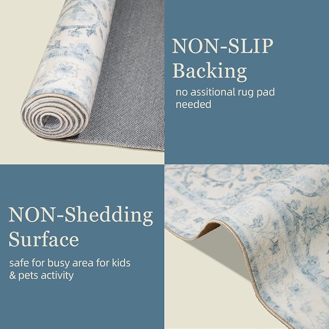 Machine Washable Entryway Small Area Rugs: Soft Non-Slip Low Pile Door Mat Indoor Entrance 2x3 ThrowRug for High-Traffic Areas Kitchen, Hallway, Farmhouse Decor
