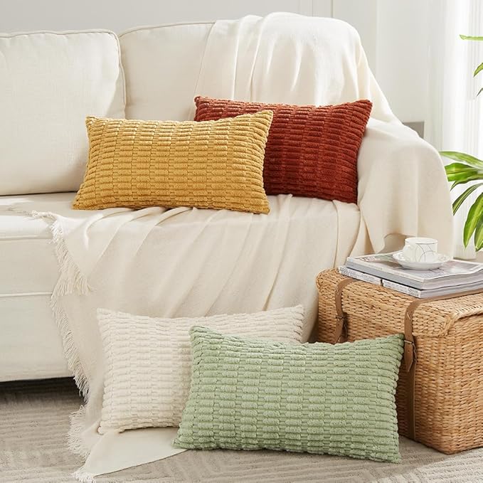 Fancy Homi 4 Packs Decorative Throw Pillow Covers for Living Room Couch Bed, Modern Farmhouse Boho Home Décor Accent Cushion Case, 20" x 12" (Pack of 4), Fall