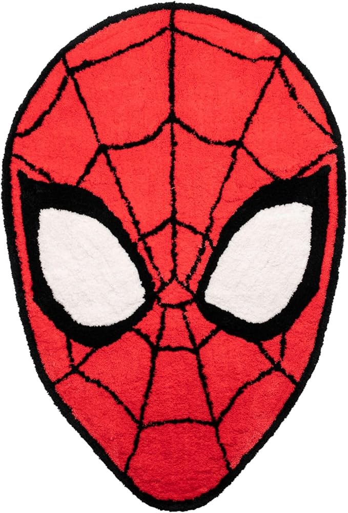 Jay Franco Marvel Spiderman Red Fluffy Accent Rug - 4 x 3 ft Area Rug for Kids Bedroom, Living Room, or Home Decor