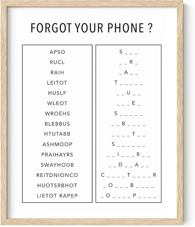 HAUS AND HUES Funny Bathroom Decor & Signs | Black and White Unscramble Wall Art, Beige Framed Guest Bathroom Humor Sign for Powder Room | 16"x20"