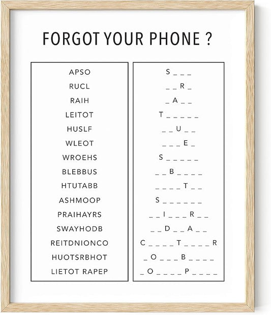HAUS AND HUES Funny Bathroom Decor & Signs | Black and White Unscramble Wall Art, Beige Framed Guest Bathroom Humor Sign for Powder Room | 16"x20"