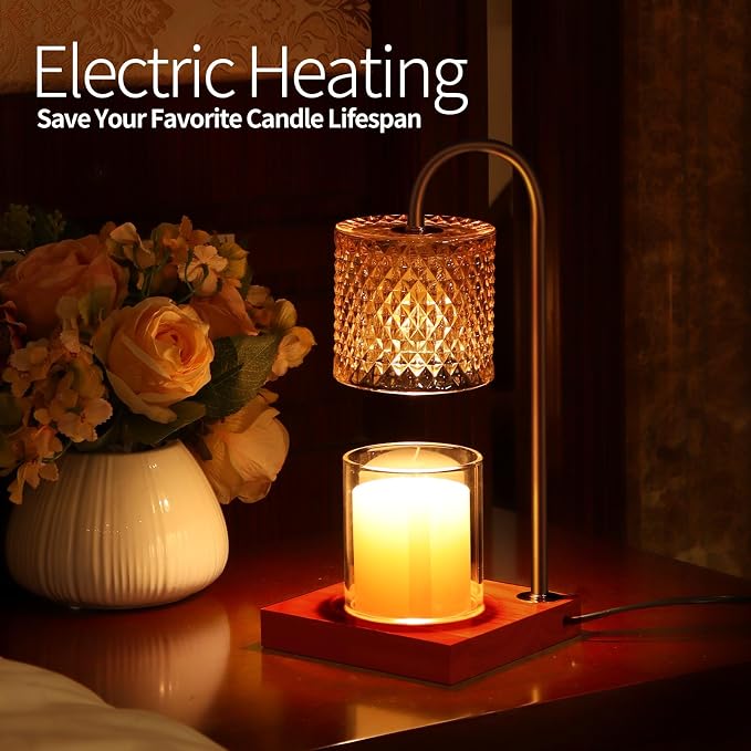 TigQiang Candle Warmer Lamp with Timer Dimmer, Birthday Gifts for Women Mom, House Warming Gifts, Elegant New Home Decor, Wax Warmer for Jar Candles, Heater Lamp for Scented Wax, Amber & Brown
