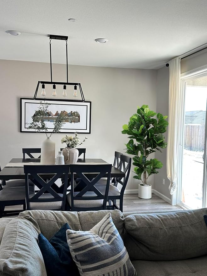 Aveyas 6ft Artificial Fiddle Leaf Fig Tree for Home Decor, 6 Feet Large Faux Plant Fake Ficus lyrata Silk Trees with Pot for Indoor Outdoor House Living Room Office (6 ft Tall)