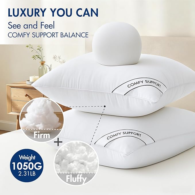 MIULEE 26x26 Inch Euro Pillows Inserts, Pack of 2 Down Alternative Virgin Filling Comfy Support Throw Pillows for Sofa Couch Bed