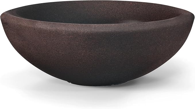ARBORA 21" Santorini Bowl Polyresin Indoor and Outdoor Planter with Aged Iron Finish - Durable, Weatherproof, Lightweight, Large Plant Pot for Patio, Garden, Deck, Entryway