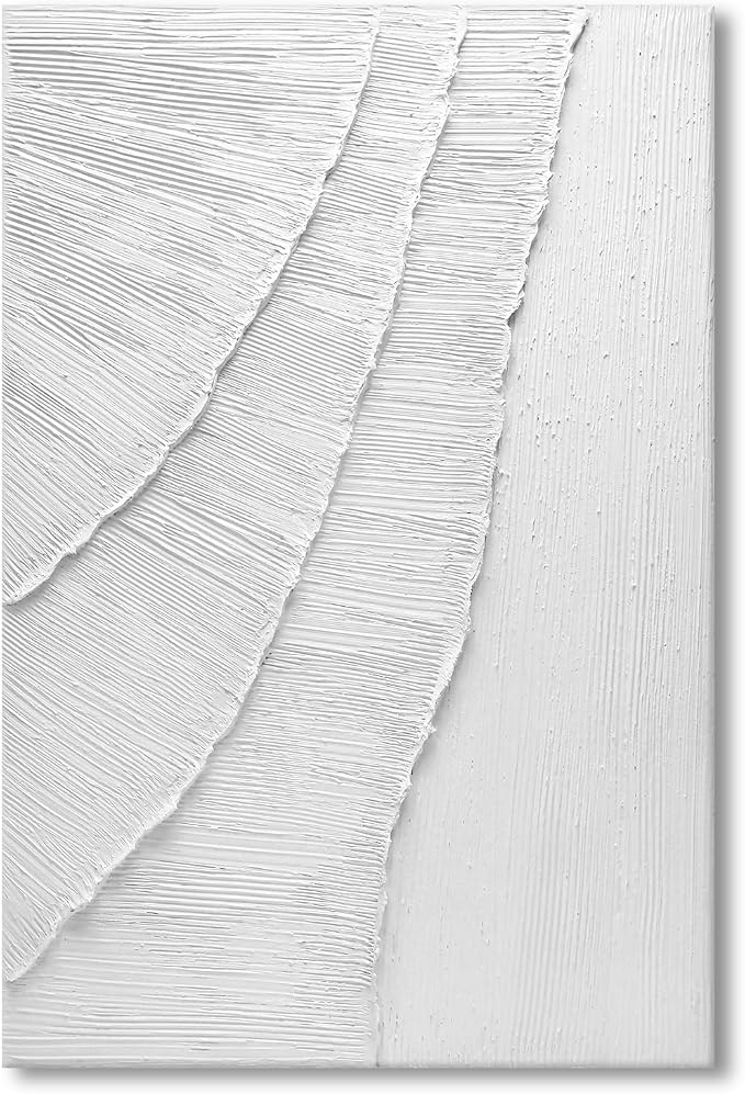 Large Abstract Ocean Wave Wall Art, Modern White 3D Textured Oil Painting | Minimalist Coastal Canvas Artwork for Living Room Bedroom Office, Contemporary Vertical Wall Decor for Home Decor, 24x36 In