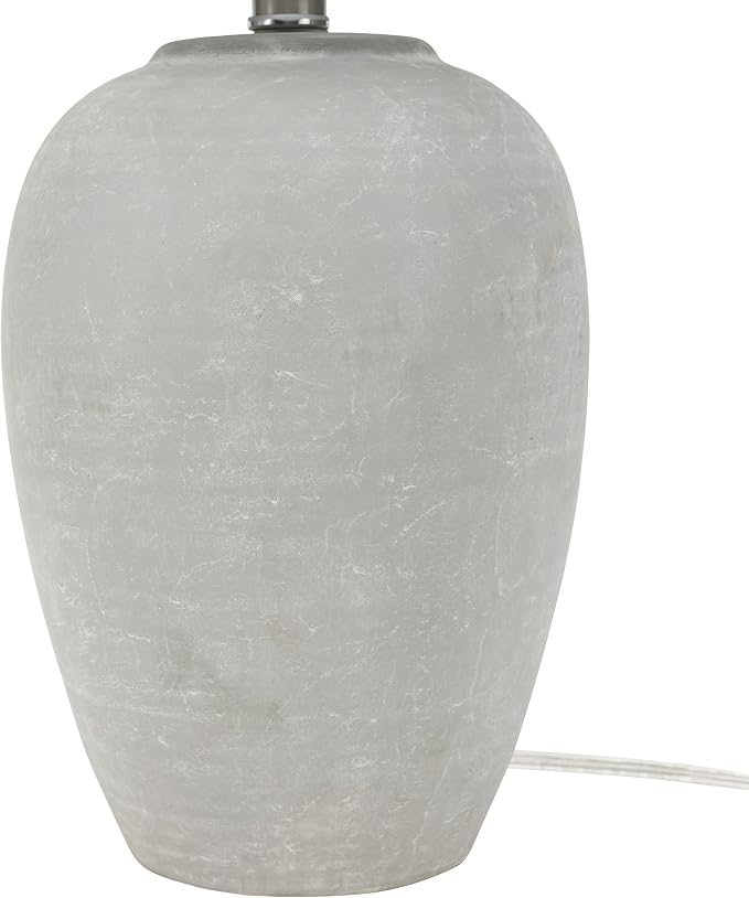 Nourison Home 23" Vintage Gray Ceramic Table Lamp with Light Gray Linen Shade, Traditional Bedside Accent Lamp, Nightstand Lamp for Bedroom, Living Room