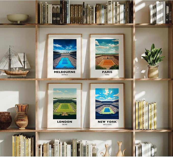 Lwoztra Grand Slam Wall Art Tennis Canvas Poster Sports Wall Decor Tennis Gym Prints Athlete Pictures Fashion Poster Grand Slam Club Artwork Center Painting for Living Room Bedroom 8x10 Inch Unframed