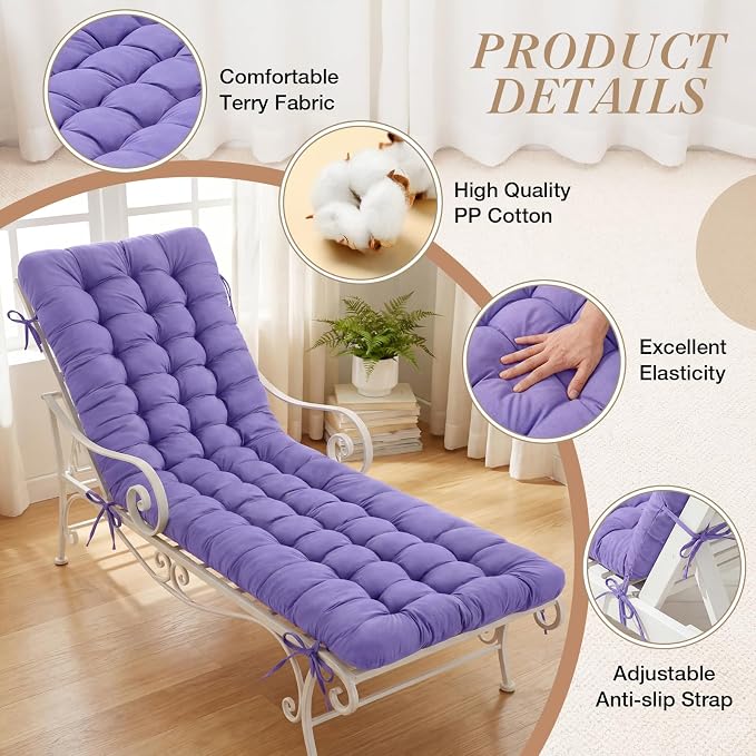 Wenqik Long Floor Cushion Large Floor Cushion with Brushed Cotton 74.8 x 27.5 x 3.15 in Jumbo Lounger Pillow for Outdoor Indoor Bay Window Meditation Yoga Reading Sleeping(Purple)