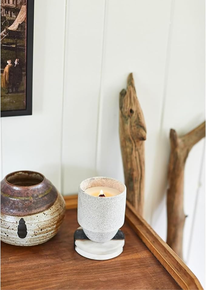 Paddywax Parks, Glacier Scented Candle in Reusable Ceramic Jar with Crackling Wood Wick, Soy Candle with Approx. 77 Hour Burn Time, Decorative Gift Candles for Home, White Pine & Hemlock Scent, 11 oz