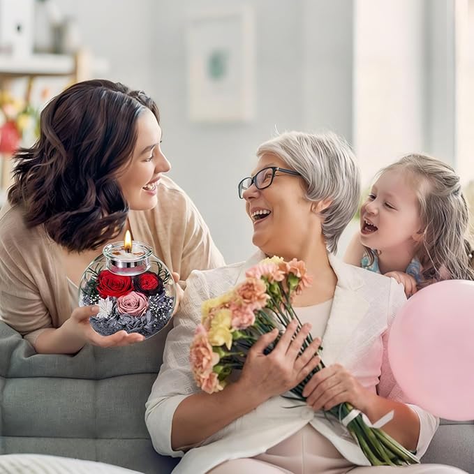 Mothers Day Rose Gifts for Mom Birthday Gift for Women Flowers for Delivery Preserved Flowers Forever Eternal Rose in Glass Dome Mothers Day Flower Gifts for Wife Grandma Sister from Daughter Red Gray