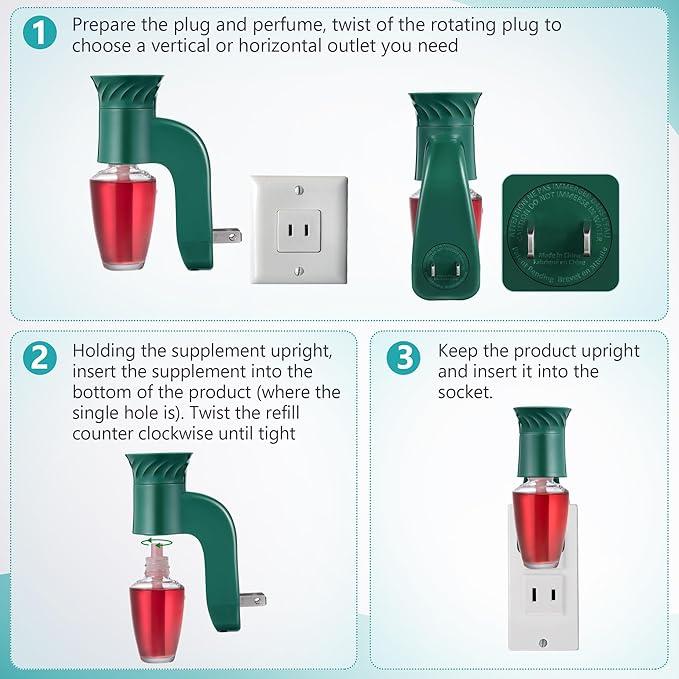 Hohean 2 Pcs Wall Fragrance Plug with Night Light Compatible with Bath and Body Works WallFlower Refills (No Fragrance Included), ETL Certified, Rotatable Scent Control Plug for Home/Office (Green)