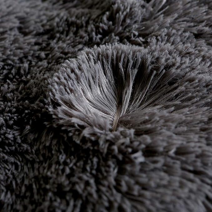 Faux Fur Velvet Fluffy Bedding Duvet Cover Set Down Comforter Quilt Cover with Pillow Sham, Ultra Soft Warm (Twin, Dark Gray)