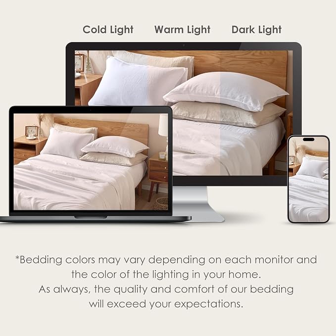 DAPU 100% Linen Pillowcases 20x40 Inches Pillow Cases (Pack of 2) with Envelope Closure, Stone Washed Breathable and Cooling (White, King)