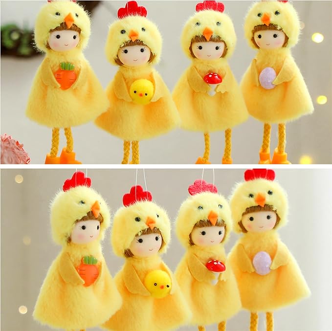 Eimilaly Easter Yellow Chick Ornaments Spring Gnome for Home Decorations, Tomte Gnomes Set Ornaments for Garden or Rustic Theme Party Gnome Decor - 4PCS