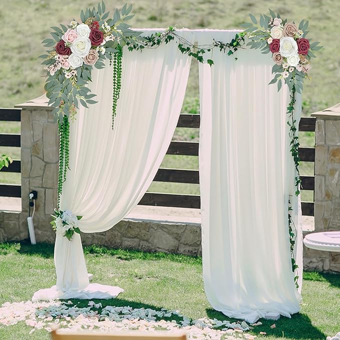 Wedding Arch Flowers, Artificial Arch Flowers for Wedding Welcome Signs Floral, Reception Backdrop Decoration, Bridal Shower, Baby Shower, Photo Backdrop Decorations (Red)
