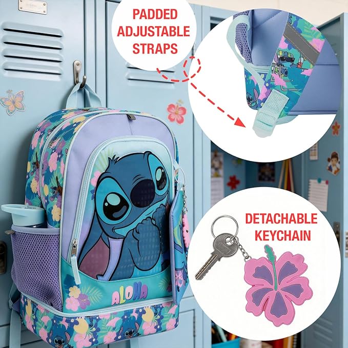 BIOWORLD Womens Kid Lilo & Stitch Backpack Set (Little Kid/Big Kid) Purple Onesize