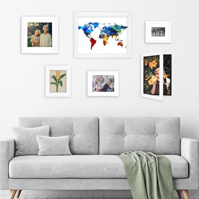 Dynamic Frames Li’l Davinci Art Cabinet, Stores up to 50 Pieces of 9x12 inch Art, Outer Wooden Frame Dimensions 11.75 x 14.75 inches, Kids Art Frame, Front Opening, Universal Hanging, White