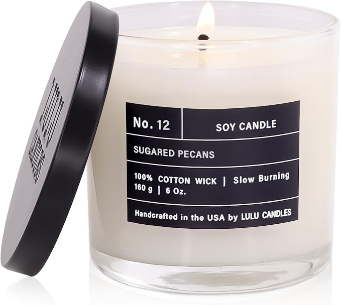 Lulu Candles | Sugared Pecans | Luxury Scented Soy Jar Candle | Hand Poured in The USA | Highly Scented & Long Lasting (6 Oz.)