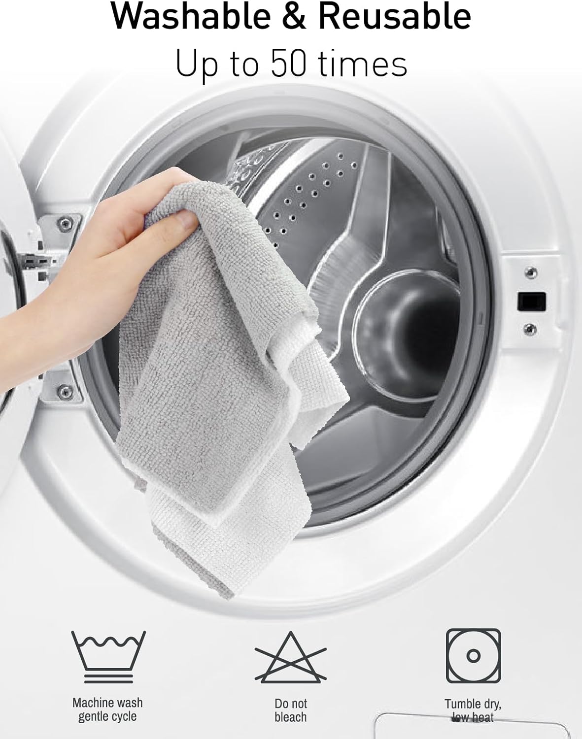 Fantasticlean Microfiber Cleaning Cloth Roll -40 Pack, Tear Away Microfiber Towels, 12" x 12", Reusable, Washable, Scratch Free, Ultra Absorbent Dish Rags for Car, Home, Garage or Shop (White)