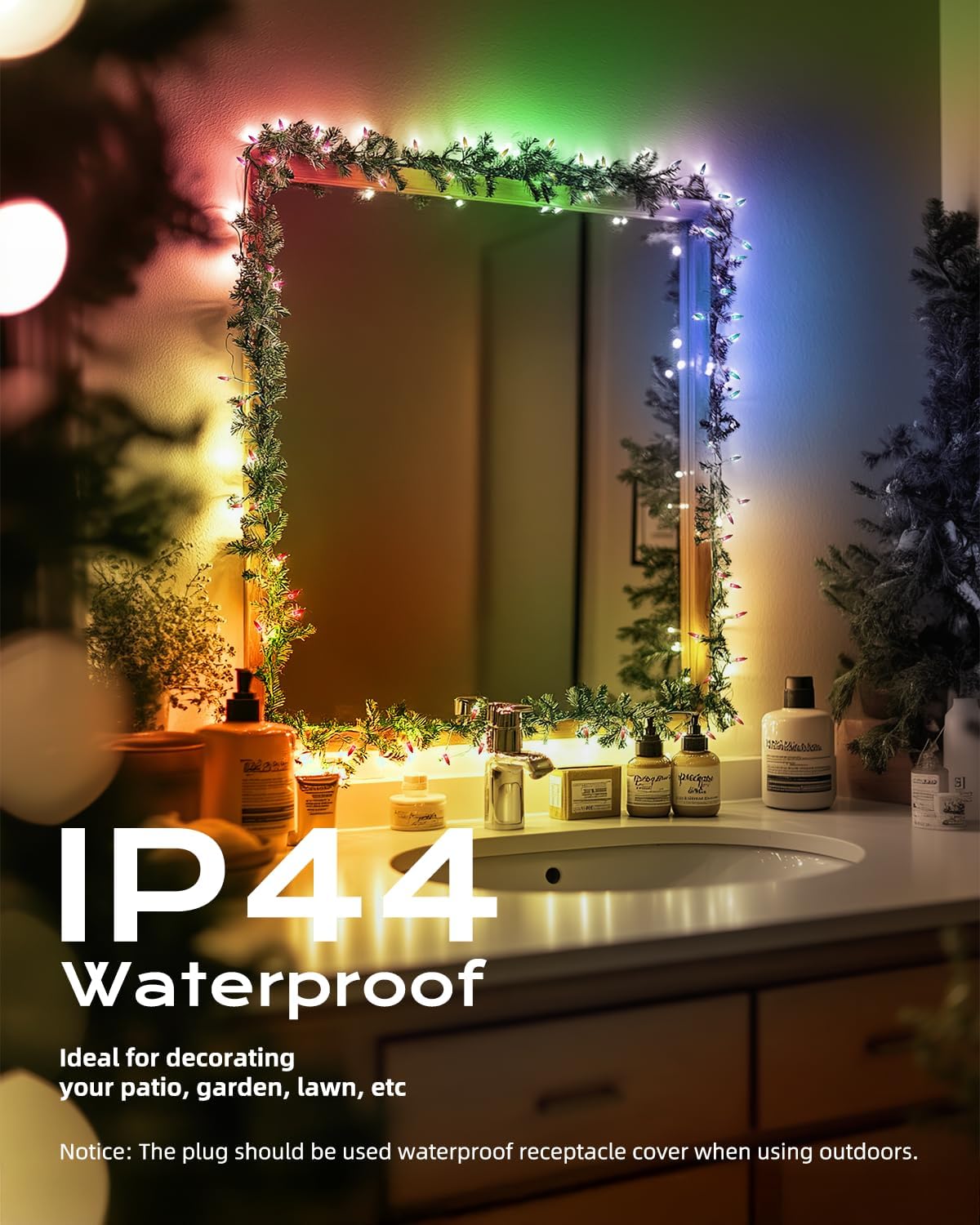 Brightown Multicolor Christmas Mini String Lights, 100-Count 26.5ft Incandescent Bulb Fairy Lights for Indoor Holiday Decor, Christmas Tree Garland Wedding Party Multi-Use Xmas Decoration, White Wire