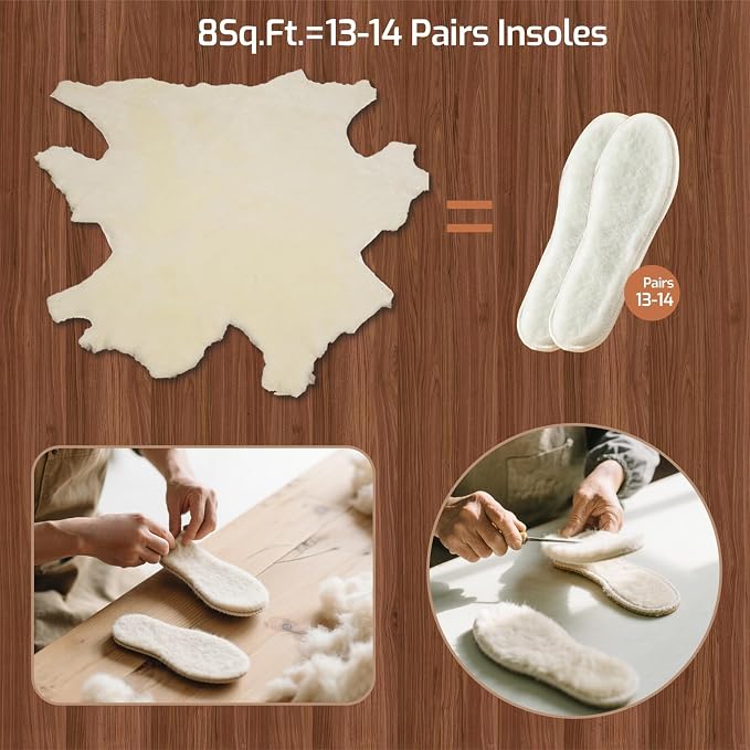 Aegis Cover Australian Merino Sheepskin Full Hide 8 Sq. Ft, 0.5" Lambs Wool Pile Crafting Material for Handmade Insoles, Slippers, Rugs, Pads, Craftsmanship and Upholstery (Cream)