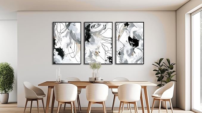 Large Framed Wall Art Canvas - Natural Framed Art Abstract Canvas Pictures for Living Room Modern Canvas Prints for Bedroom Black Float Framed Artwork for Home Office Kitchen Decor 16" X 24" X 3