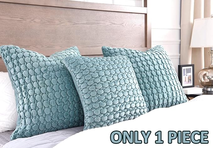 Pillow Cover 24x24 1 Piece Velvet Euro Sham Decorative Farmhouse Pillowcase Boho Square Cushion Covers Soft Bubble Texture for Couch Sofa Bed Bedroom Car Living Room，Teal